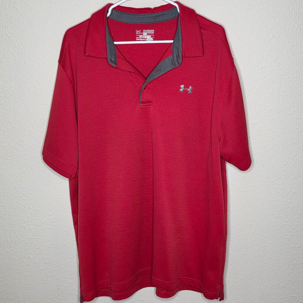Under Armour Men's Heatgear Short Sleeve Red Polo Shirt, Size XXL
